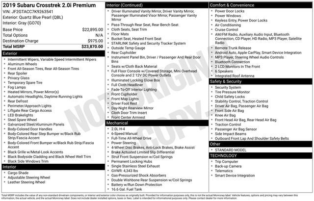 2019 Subaru Crosstrek 2.0i Premium